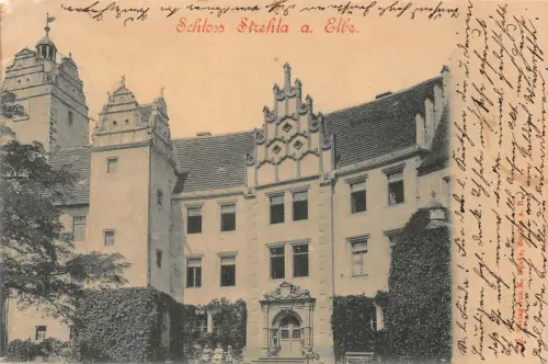 Schloss Strehla an der Elbe Sachsen Postkarte AK 1905