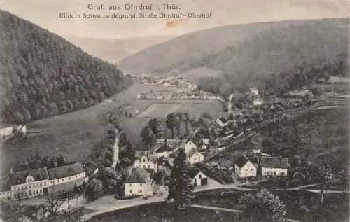 Gruß a. Ohrdruf i. Thür. Blick in Schwarzwaldgrund Str. Oberhof Feldpost AK 1916