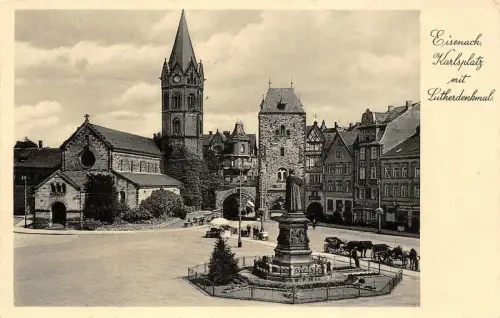 Eisenach Karlsplatz mit Lutherdenkmal Postkarte AK 1943