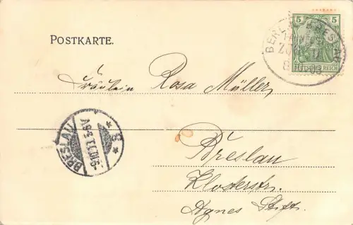 West Berlin Tauenzien Strasse Pferdewagen Bahnpost Postkarte 1903