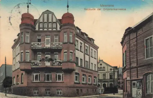 Gebäude der Ortskrankenkasse Meerane Sachsen Postkarte AK 1913