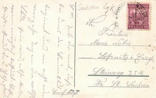 Tetschen-Bodenbach Sudeten Postkarte