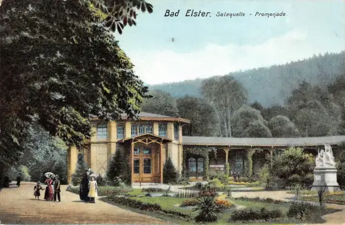 Bad Elster Salzquelle Promenade Postkarte 1910