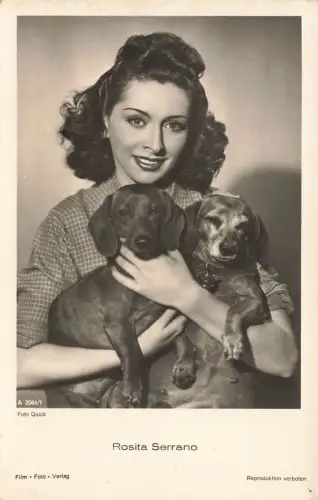 Rosita Serrano mit zwei Dackel Film Foto Postkarte