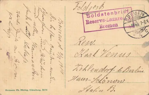 Große Weserbrücke in Bremen Postkarte AK 1914