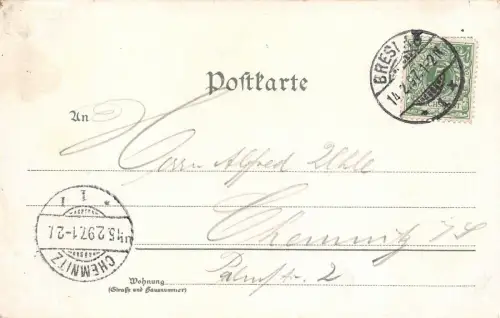 Breslau Markt Post Siegesdenkmal Litho Postkarte 1897