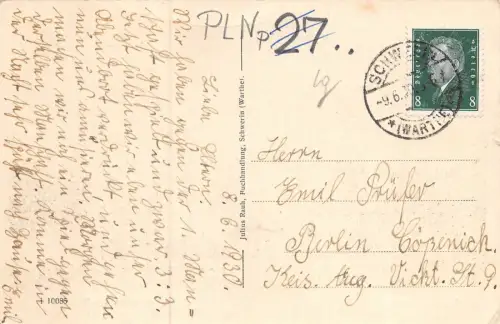 Schwerin a. W. Motiv aus dem Stadtpark Postkarte AK 1930