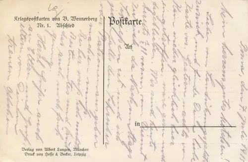 Ulanen Reiter beim Abschied Patriotika Postkarte AK 1915