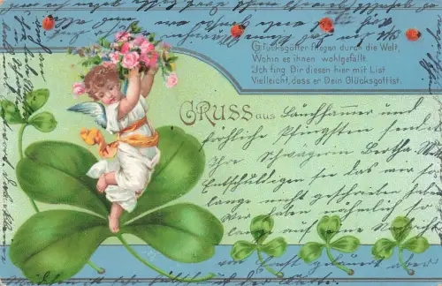 Gruß Postkarte Engel Lauchhammer 1904