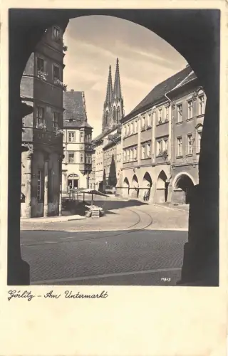 Straßenansicht am Untermarkt in Görlitz Sachsen Postkarte AK