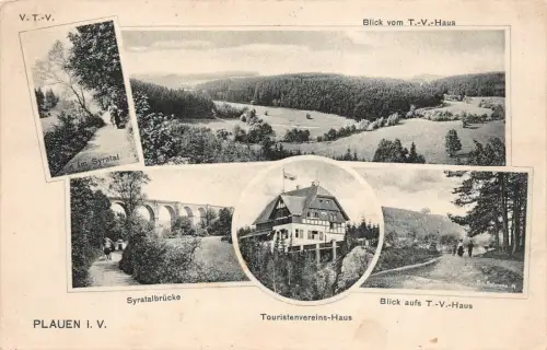Plauen i. V. Syratal Syratalbrücke Touristenvereins-Haus Postkarte AK 1910