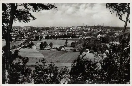 Stadtansicht Treuen Vogtland Sachsen Postkarte AK 1940