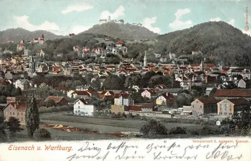 Eisenach und Wartburg Bahnpost Postkarte 1903