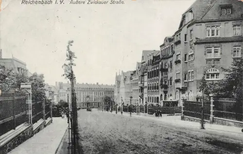 Reichenbach i. V. Äußere Zwickauer Straße Postkarte AK 1924