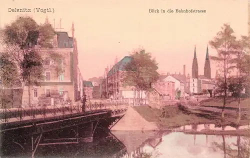 AK Oelsnitz Vogtland Blick in die Bahnhofstrasse