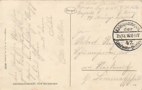 Generaloberst von Eichhorn Portrait Postkarte AK 1916