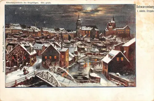 Schwarzenberg i. sächs. Erzgeb. Künstlerpostkarte AK 1910