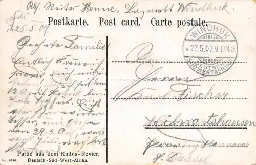 DSWA Deutsch-Südwest-Afrika AK Partie aus dem Kuibis-Revier gel. WINDHUK 1907