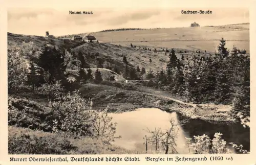 Kurort Oberwießenthal Deutschlands höchste Stadt Bergsee Postkarte AK