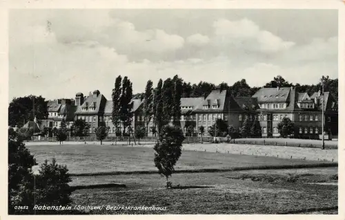 Bezirkskrankenhaus in Rabenstein Sachsen Postkarte AK 1940