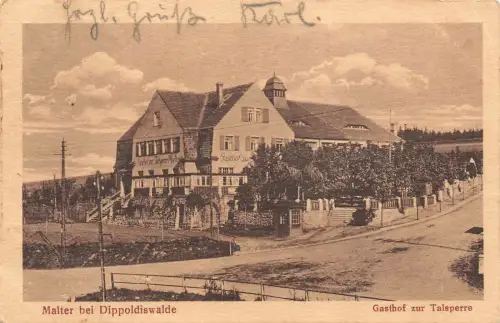 Gasthof zur Talsperre in Malter bei Dippoldiswalde Sachsen Postkarte AK 1927