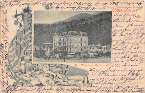 Görbersdorf i. Schl. (Sokołowsko) Dr. Weickers Heilanstalt Winter Postkarte 1900
