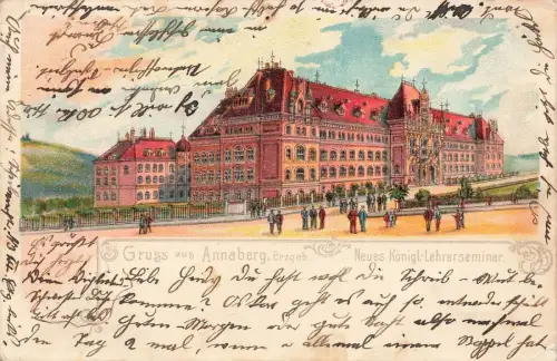 Neues Königliches Lehrerseminar in Annaberg Erzgebirge Sachsen Postkarte AK 1899