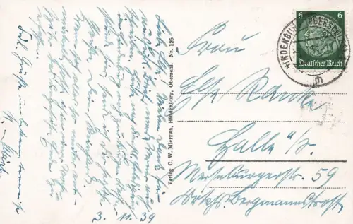 Peter-Paul-Platz mit Stadtsparkasse in Hindenburg Schlesien Postkarte AK 1939