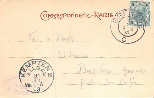 Bregenz Thalbach Postkarte AK 1903