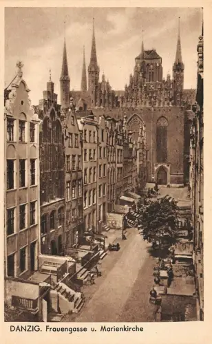 Danzig Frauengasse u.Marienkirche AK