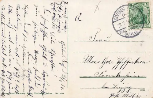 Blick auf Fuchswinkel bei Görbersdorf Schlesien Postkarte AK 1914