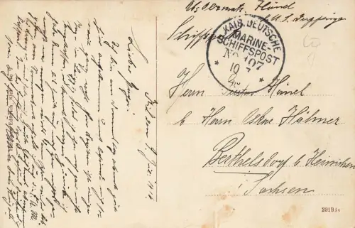 Hohenzollernpark Marineschiffspost Kiel Schleswig-Holstein Postkarte AK 1916