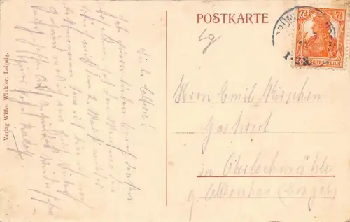 Kolonialwarenhandlung und Schule Reichenbach bei Waldheim Sachsen AK 1913