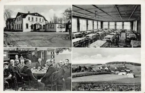 Stammtisch und Saal Gasthof in Zwoschwitz Vogtland Sachsen Postkarte AK 1940
