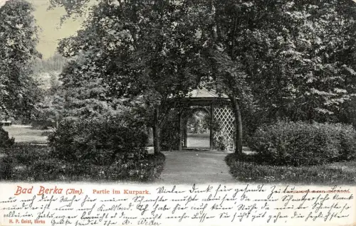 Bad Berka (Ilm) Partie im Kurpark Postkarte AK 1919