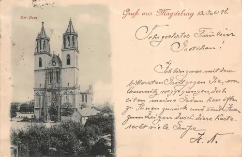 Gruß aus Magdeburg Der Dom Postkarte AK 1898