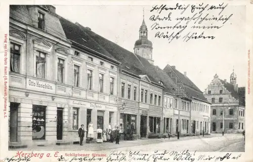 Schliebener Strasse mit Conditorei in Herzberg Elster Brandenburg AK 1904