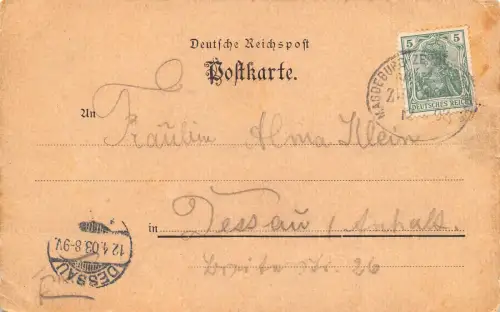 Biederitz Magdeburg Gasthof zum deutsche Kaiser Postkarte Bahnhpost 1903