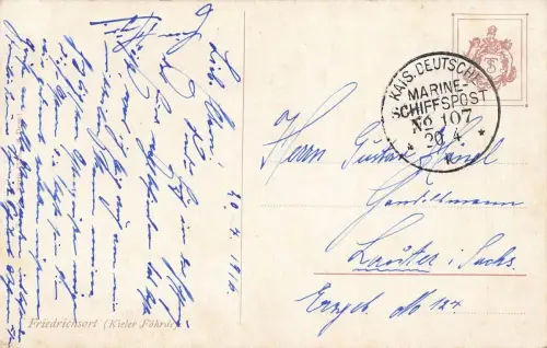 Leuchtturm Friedrichsort Schleswig-Holstein Marineschiffspost Postkarte AK 1916