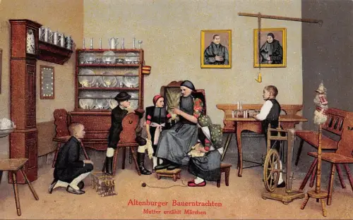 Altenburger Bauerntrachten Mutter erzählt Märchen Postkarte AK