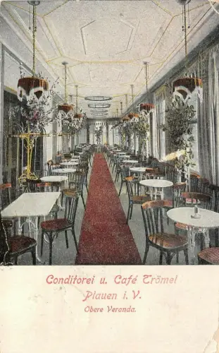 Konditorei und Café Trömel in Plauen Vogtland Sachsen Postkarte AK 1921