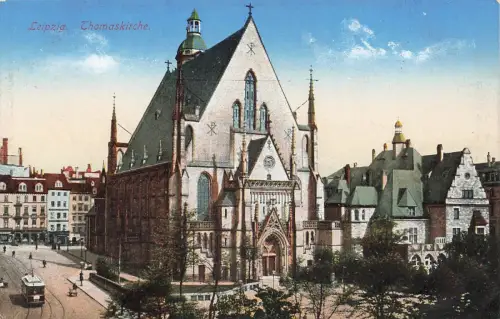 Ansicht Thomaskirche in Leipzig Sachsen Postkarte AK 1916