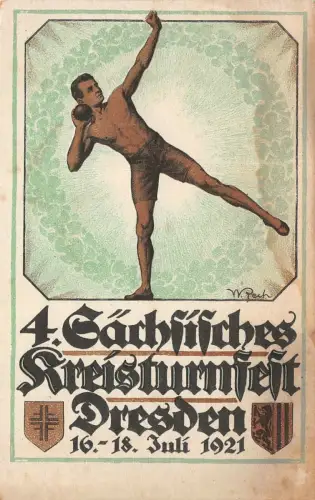 4. Sächsisches Kreisturnfest Dresden 1921 Postkarte AK
