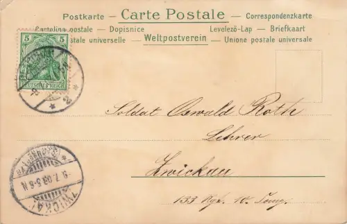Postkarte mit Veilchenduft Elfen und Spruch 1903