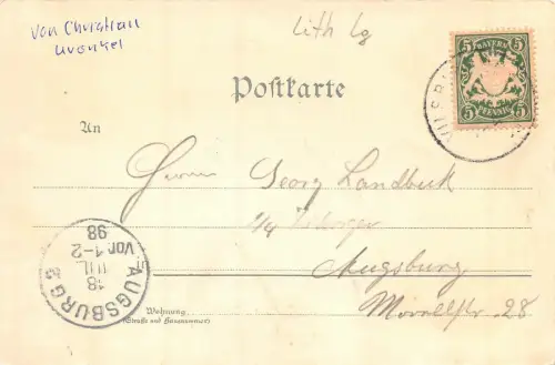 Gruss aus Vilsbiburg Mariahilf-Mariahilfs-Kirche Litho AK 1898