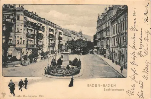 Baden-Baden Sophienstrasse Baden-Württemberg Postkarte AK 1901