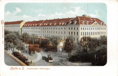 Halle a. S. Franke'sche Stiftungen Straßenbahn Postkarte
