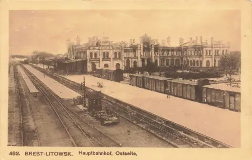 Hauptbahnhof von der Ostseite gesehen Brest-Litowsk Russland Postkarte AK 1916
