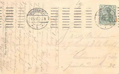 Magdeburg Hauptbahnhof Straßenbahn Postkarte 1911