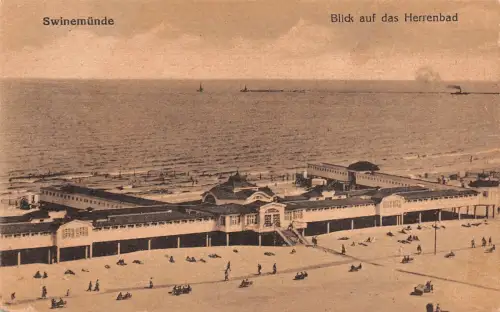 Swinemünde Blick auf das Herrenbad Postkarte AK